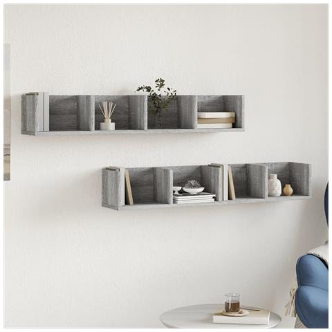Mobili Parete 2 Pz Grigio Sonoma 99x18x16,5cm Legno Multistrato - Foto 3