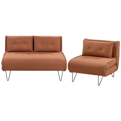 Set Da Salotto 3 Posti Vestfold Tessuto Arancione - Foto 2