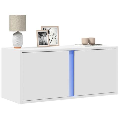 Mobile Tv A Parete Con Luci Led Bianco 80x31x35 Cm - Foto 1