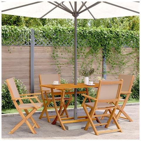 Set Da Pranzo Da Giardino 5 Pz Tortora Tessuto E Legno Massello - Foto 8