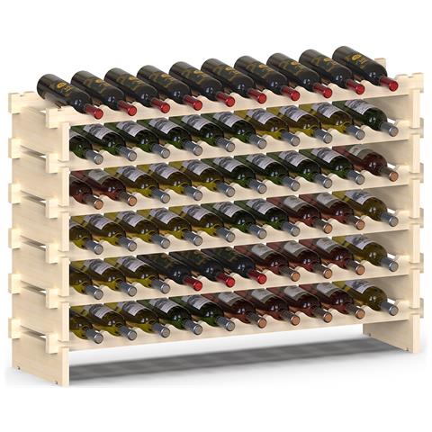 Cantinetta Per Vino Pieghevole In Legno Naturale - 10 Scomparti Ripiani Per Bottiglie, Design Moderno Per Bar O Cucina - Foto 4