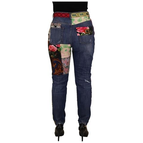 Jeans In Denim A Vita Alta Patchwork Blu - It46-xl - Foto 2