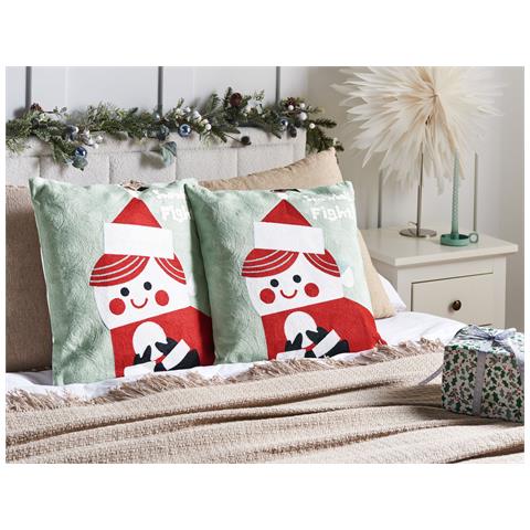 Set Di 2 Cuscini Pudding Cotone 45 X 45 Cm Rosso - Foto 1