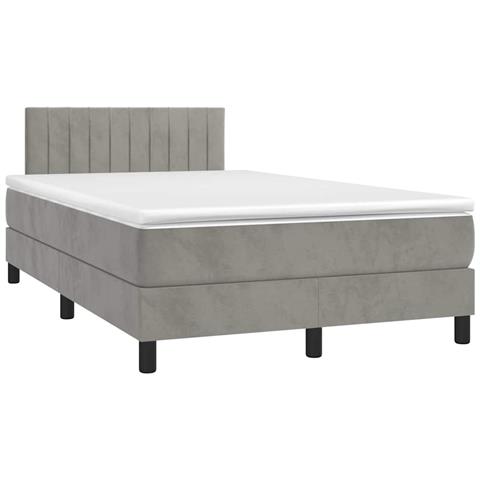 Letto a Molle Materasso e LED Grigio Chiaro 120x190 cm Velluto - Foto 10