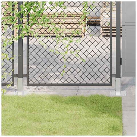 Basi per Pali Quadrate 4 pz Argento 46x46 mm in Acciaio Zincato - Foto 1