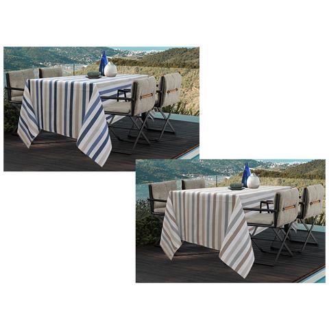 Tovaglia Miros Resinata Antimacchia Copritavolo Cucina Disegno James 140x140 Blu - Foto 2