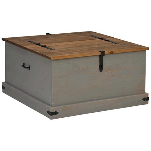 Cassapanca Halden Grigio 91x91x47 Cm In Legno Massello Di Pino - Foto 2