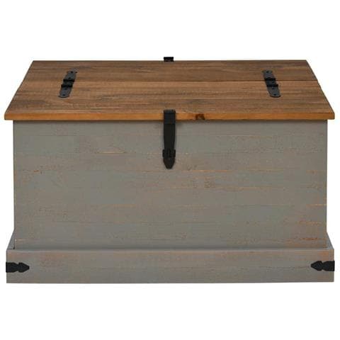 Cassapanca Halden Grigio 91x91x47 Cm In Legno Massello Di Pino - Foto 3