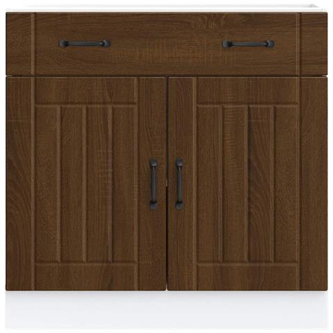 Base Da Cucina Lucca Rovere Marrone In Legno Multistrato - Foto 3