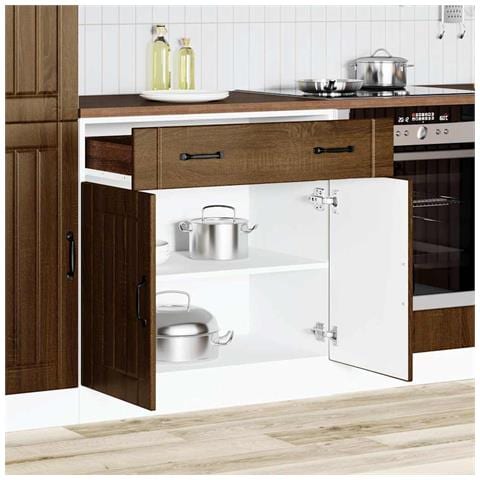 Base Da Cucina Lucca Rovere Marrone In Legno Multistrato - Foto 1