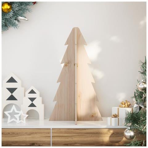 Albero Di Natale Decorativo In Legno 69,5cm Legno Massello Pino - Foto 1
