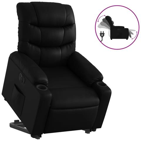 Lusso Casadino - Poltrona Alzapersona Reclinabile Elettrica Nera In Similpelle - Foto 1