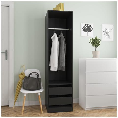 Armadio Con Cassetti Nero 50x50x200 Cm In Legno Multistrato - Foto 7