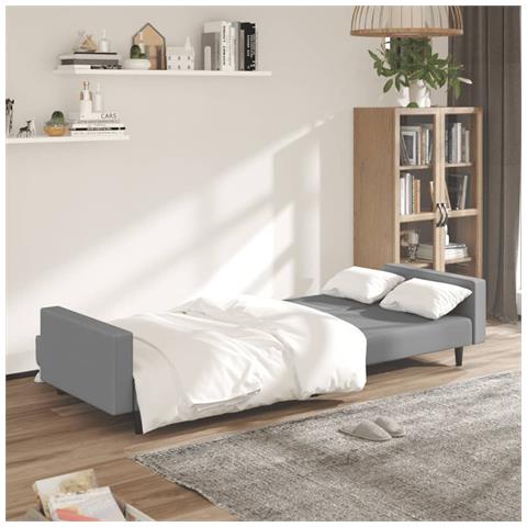 Lusso Casadino - Divano Letto A 2 Posti Grigio Chiaro In Velluto - Foto 2