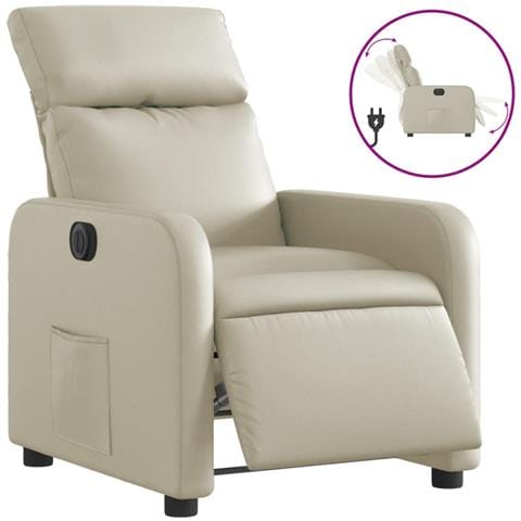 Lusso Casadino -  Poltrona Reclinabile Elettrica Crema In Similpelle - Foto 1