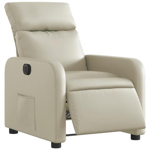 Lusso Casadino -  Poltrona Reclinabile Elettrica Crema In Similpelle - Foto 2