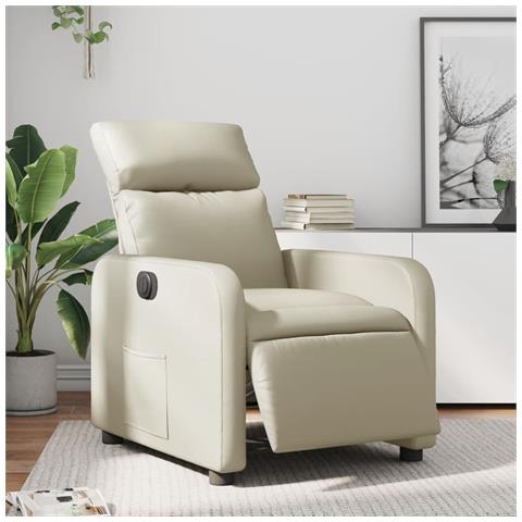 Lusso Casadino -  Poltrona Reclinabile Elettrica Crema In Similpelle - Foto 8