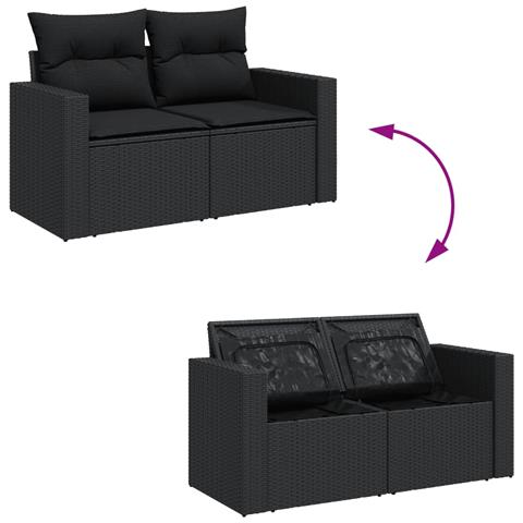 Lusso Casadino -  Set Divani Da Giardino 14pz Con Cuscini In Polyrattan Nero - Foto 2