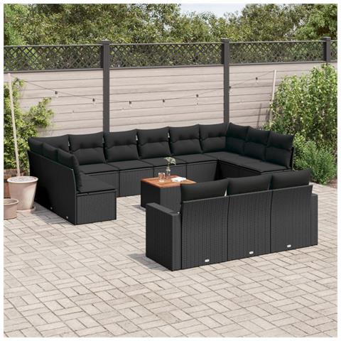 Lusso Casadino -  Set Divani Da Giardino 14pz Con Cuscini In Polyrattan Nero - Foto 8