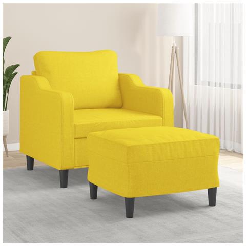 Poltrona con Poggiapiedi Giallo Chiaro 60 cm in Tessuto - Foto 2