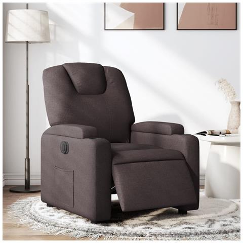 Poltrona Elettrica Reclinabile Marrone Scuro in Tessuto - Foto 2