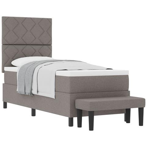 Letto con Box Spring con Materasso e Panchina Taupe 80x200 cm Tessuto - Foto 1