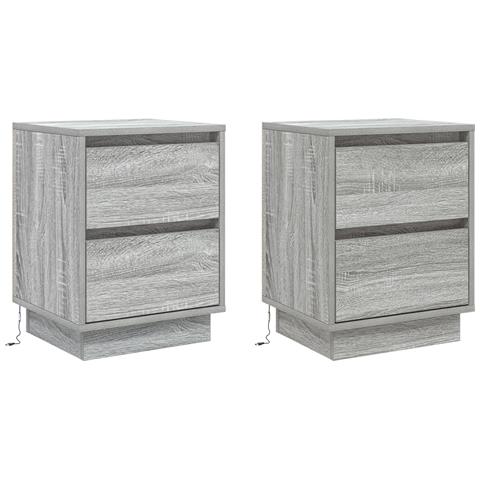Comodini con luci LED 2 pcs Grigio Sonoma 39x34.5x50 cm - Foto 1