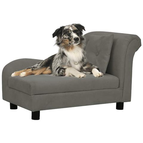 Divano per Cani con Cuscino Grigio Scuro 83x44x44 cm in Peluche - Foto 2