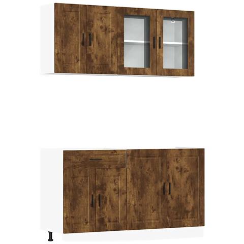 Set Mobili da Cucina 4 pz Kalmar Rovere Fumo Legno Multistrato - Foto 1