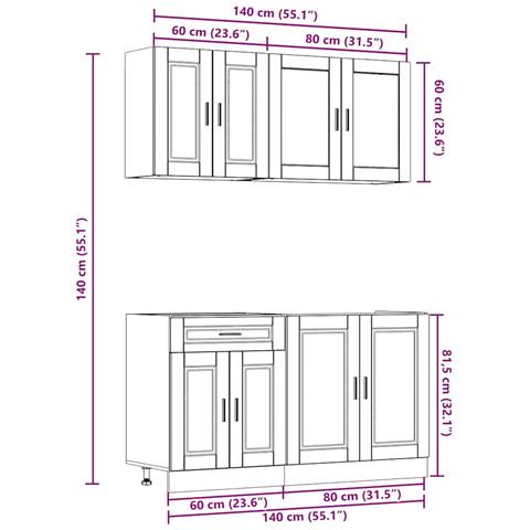 Set Mobili da Cucina 4 pz Kalmar Rovere Fumo Legno Multistrato - Foto 9