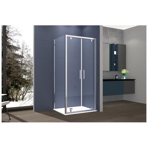 Box Doccia 2 Lati 80x100 Cm Fisso + Due Battenti H195 Cm Iole Cromato - Foto 1