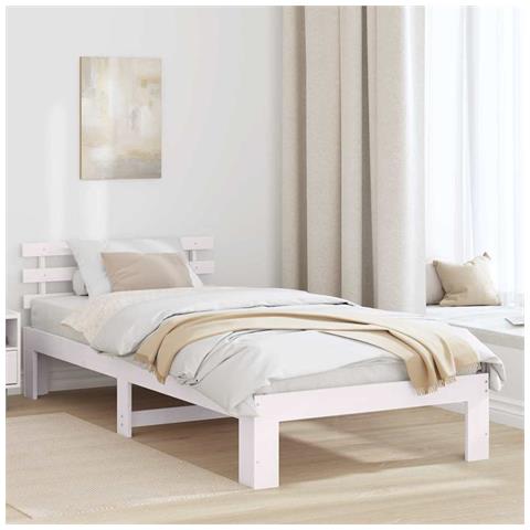 Struttura del letto Bianco 100 x 200 cm Legno massello di pino - Foto 2