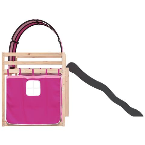 Letto a Castello con Scivolo e Tende Rosa 90x200 cm - Foto 9