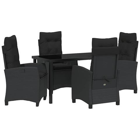Set da Pranzo per Giardino 5 pcs Nero polyrattan - Foto 1
