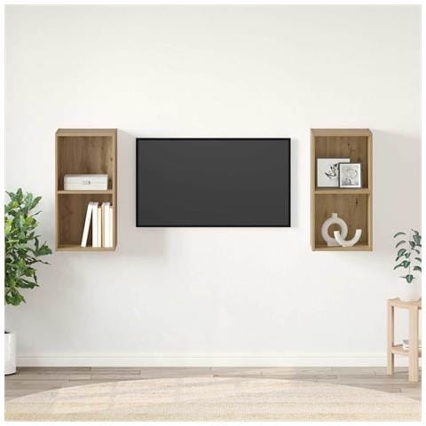 Mobile TV da Parete 2 pcs Quercia Artigianale 37 x 37 x 72 cm - Foto 2