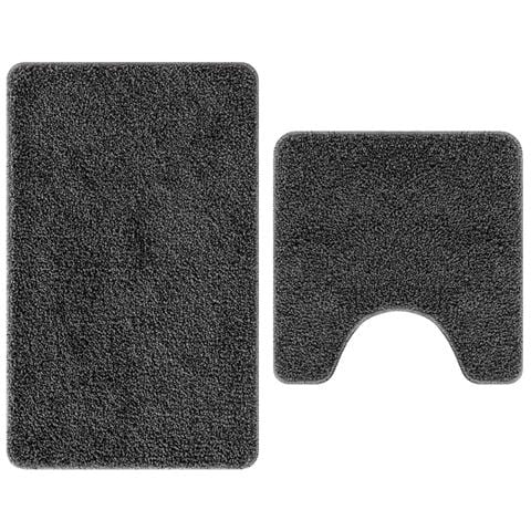 Tappeto da bagno 2 pcs Grigio scuro 50 x 50 cm Polipropilene - Foto 1