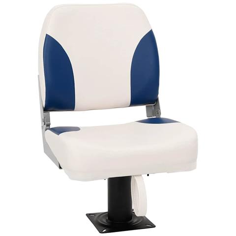 Set Sedile per Barca Pieghevole 2pz Blu e Bianco 41x36x48 cm - Foto 1