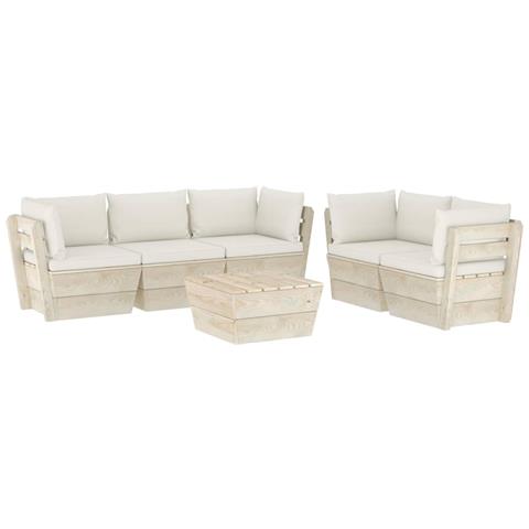 Set Divani Da Giardino Su Pallet 6 Pz Con Cuscini Legno Abete - Foto 1