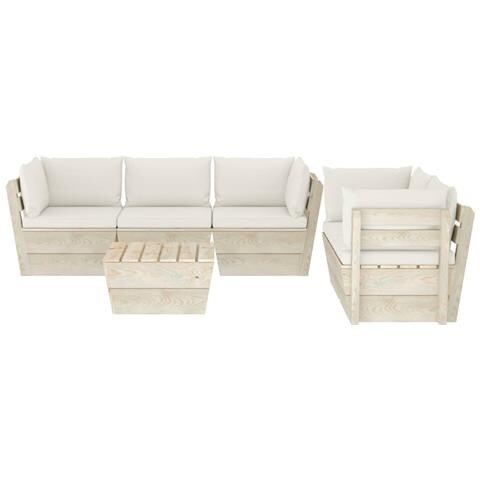 Set Divani Da Giardino Su Pallet 6 Pz Con Cuscini Legno Abete - Foto 2