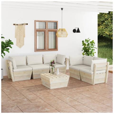 Set Divani Da Giardino Su Pallet 6 Pz Con Cuscini Legno Abete - Foto 8
