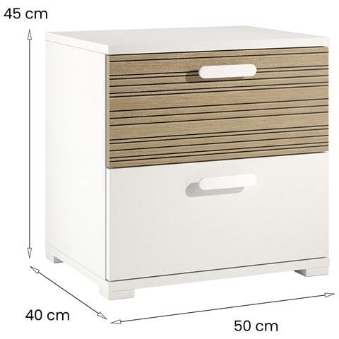 Petri - Comodino 2 Cassetti, 50x40x45h Cm Bianco - Foto 2