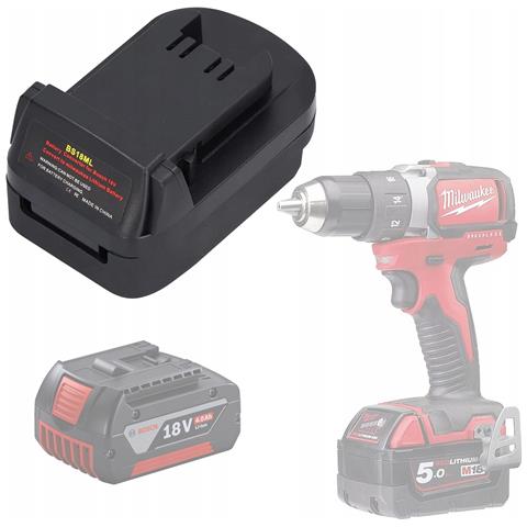 Adattatore Batteria 18v Bosch A Milwaukee Bs18ml - Compatibile Con Utensili Milwaukee 18v | Uscita Usb 5v 2.1a | Materiale Abs+pc - Foto 1