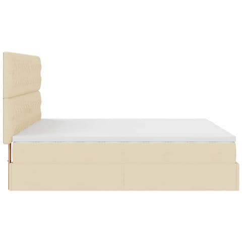 Struttura Letto Pouf con Materassi Crema 160x200 cm in Tessuto - Foto 9