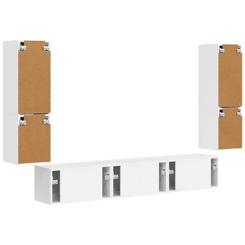 Set mobile TV 4 pcs Bianco Lucido Legno multistrato - Foto 9
