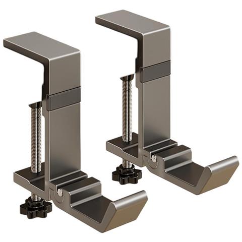 Gancio Per Zaino Da Scrivania Senza Trapano Pieghevole Magnetico 2 Pezzi - Acciaio Al Carbonio, Morsetto Regolabile Antiscivolo Salva-spazio Grey - Foto 1