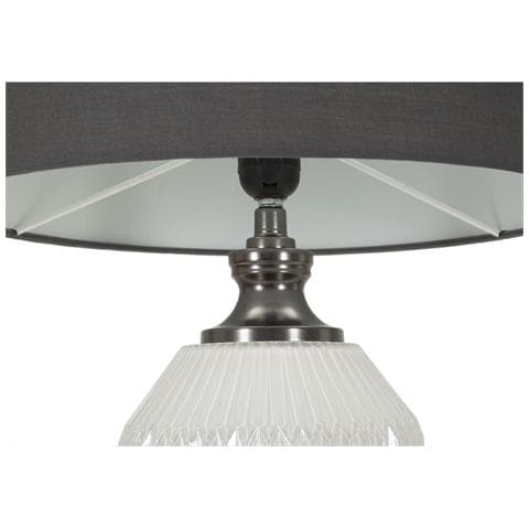 Lampada Da Tavolo Brighty In Vetro Bianco E Grigio Con Paralume In Tessuto — Ø 37,5 Cm - Foto 2