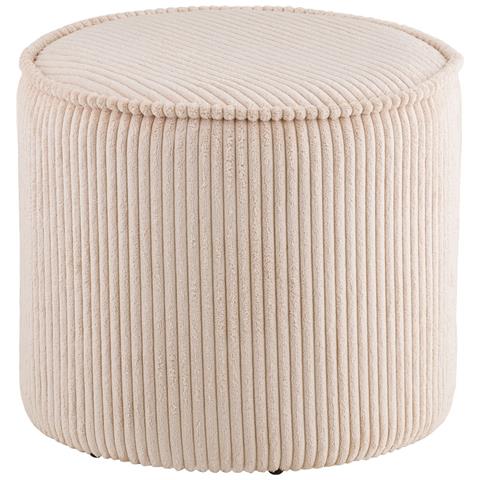 Pouf Taupo In Velluto A Coste Beige Ø40×35 Cm - Foto 1