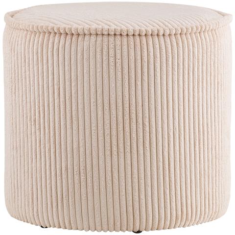 Pouf Taupo In Velluto A Coste Beige Ø40×35 Cm - Foto 2