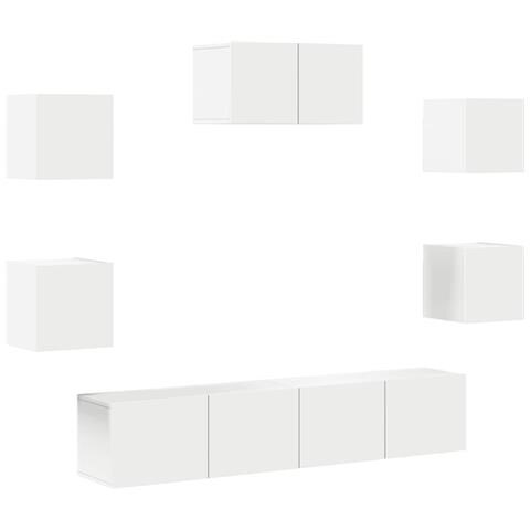Set di Mobili Porta TV 7 pz Bianco in Legno Multistrato - Foto 1