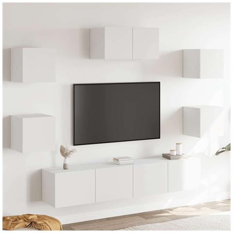 Set di Mobili Porta TV 7 pz Bianco in Legno Multistrato - Foto 2